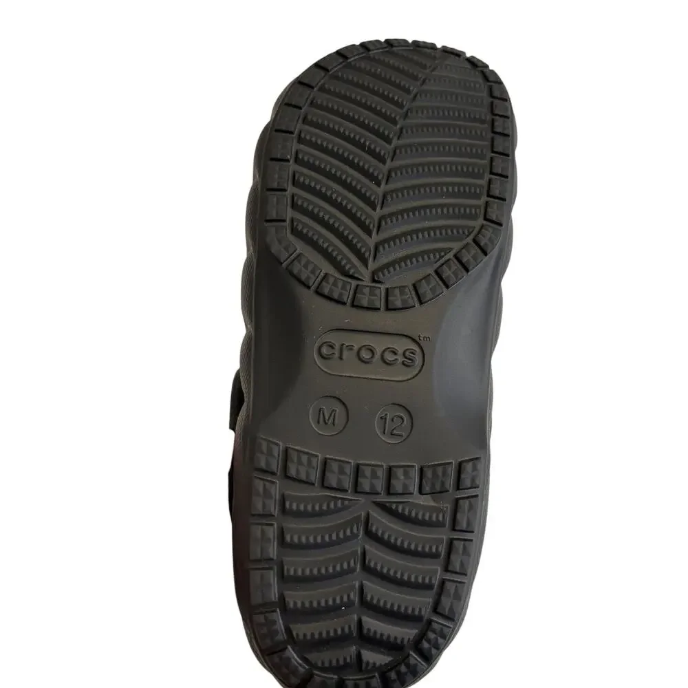 Crocs Classic Fleece Lined Overpuff Slip On Clogs Shoes Black Mens 12